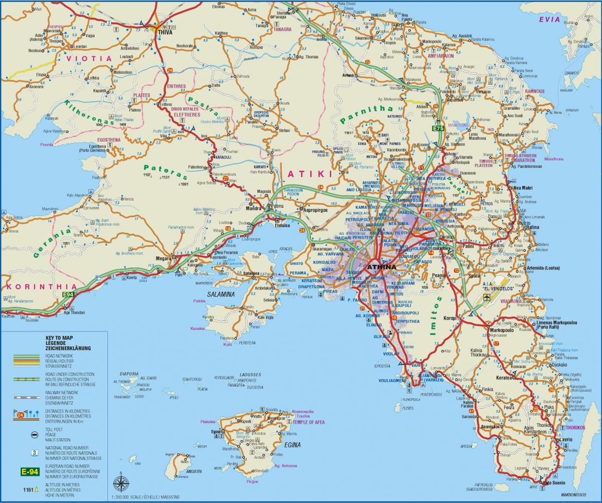 карта Аттики в Греции