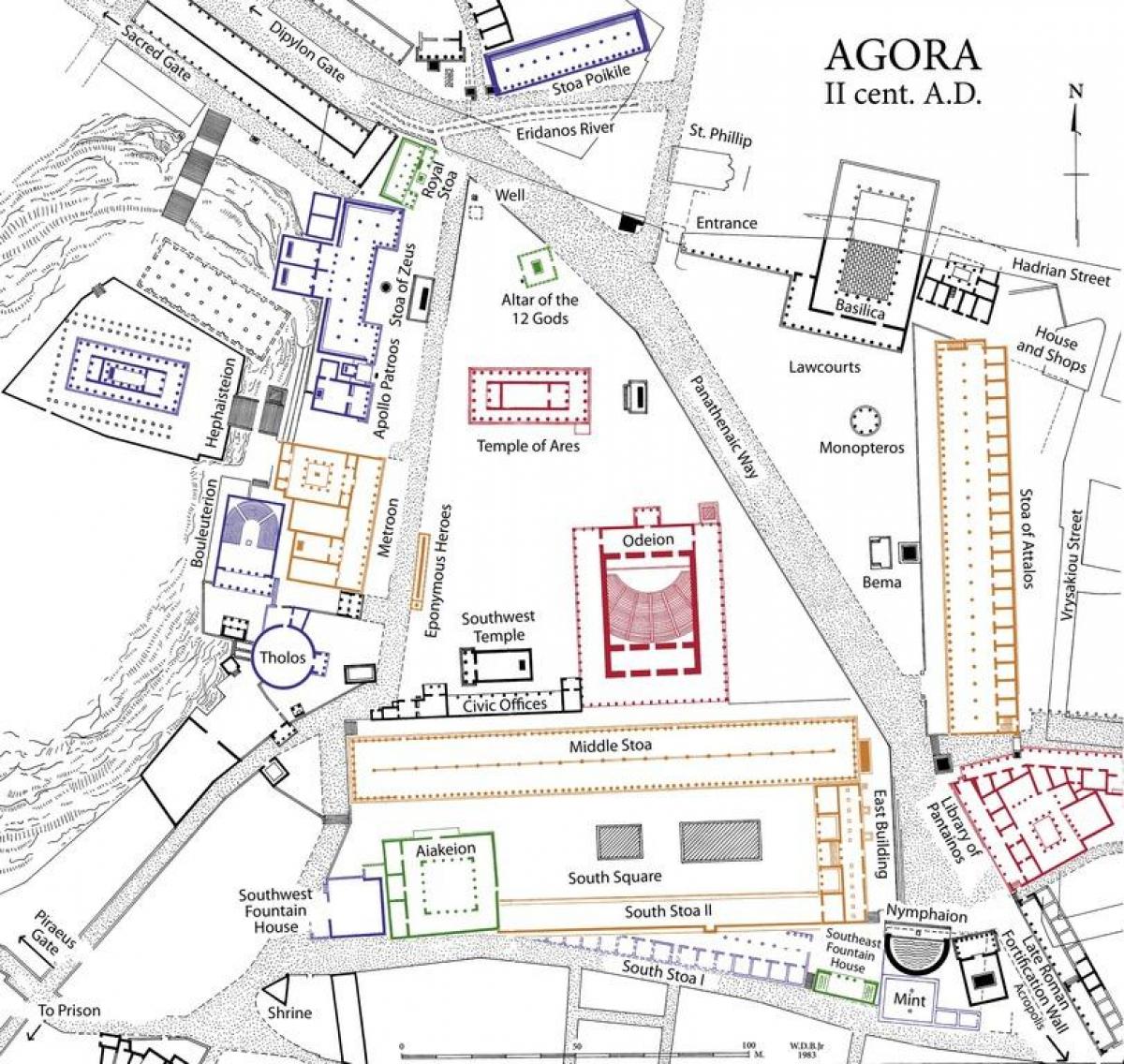 карта Афин Агора