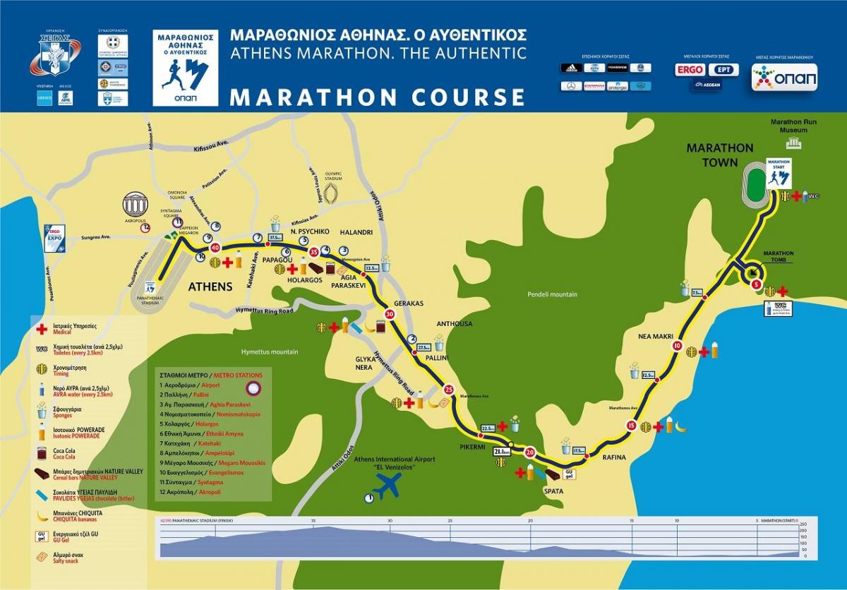 карта Афин марафоне