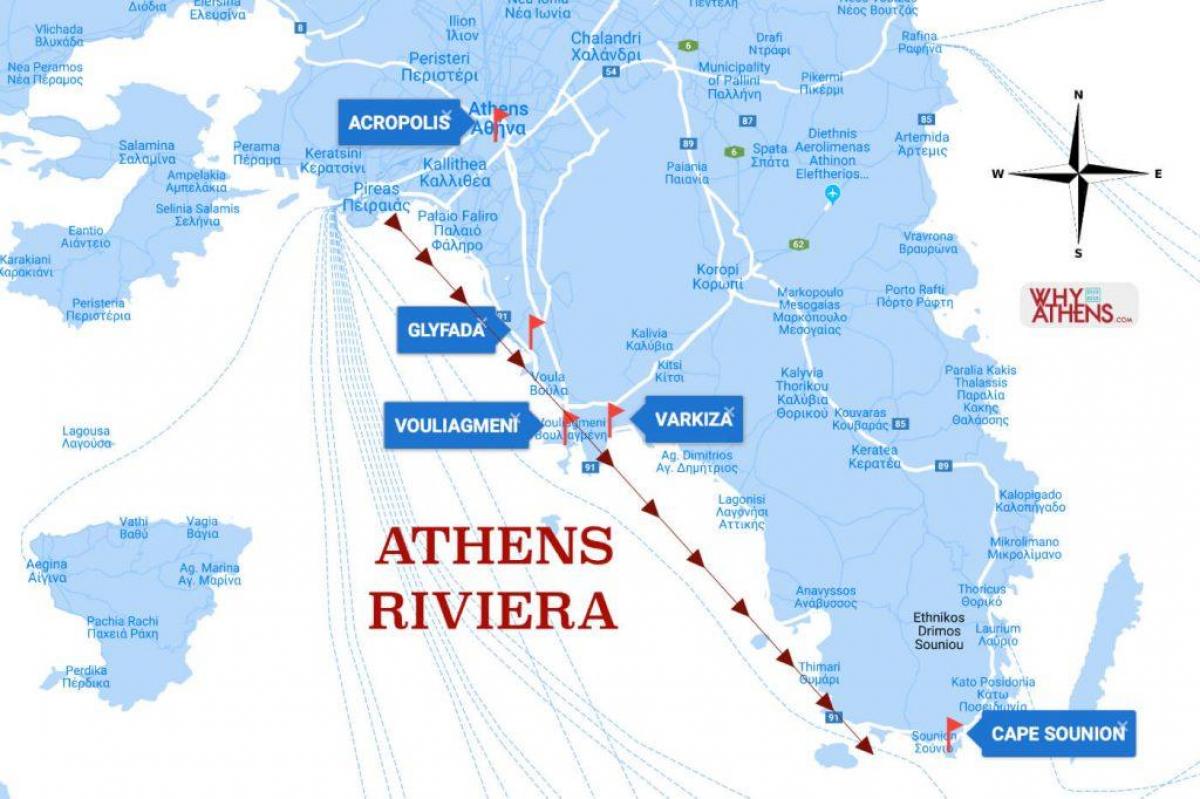 карта афинской Ривьеры