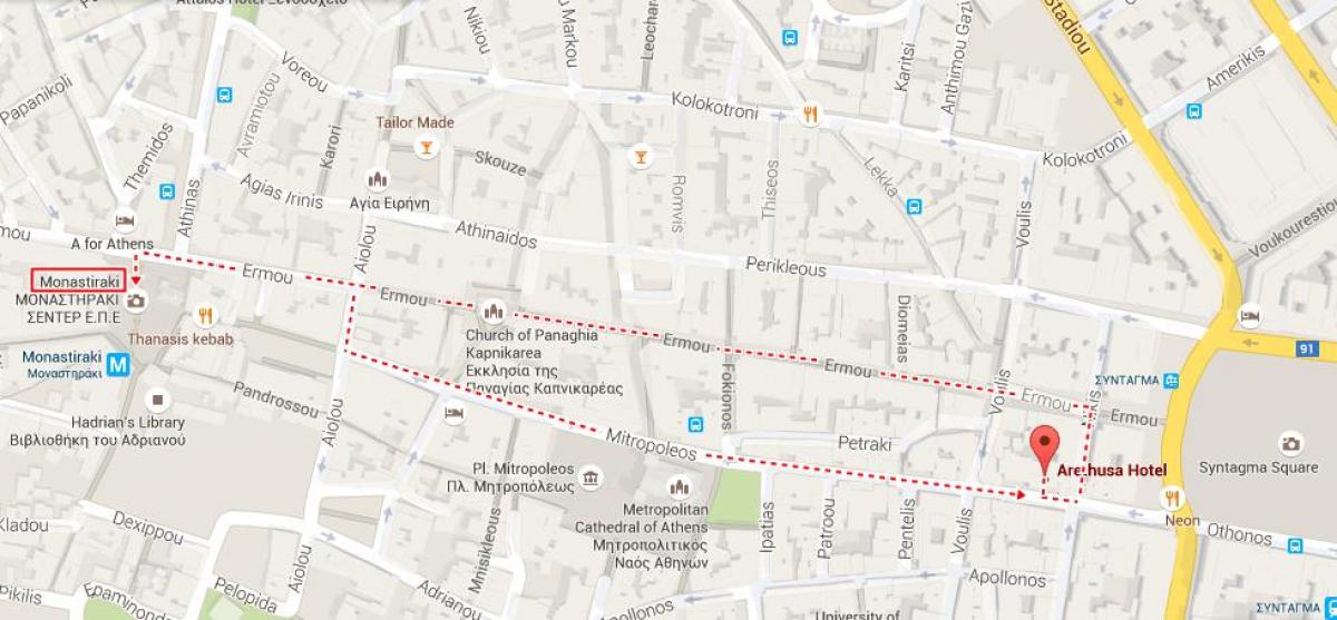 карту улица эрму в Афинах
