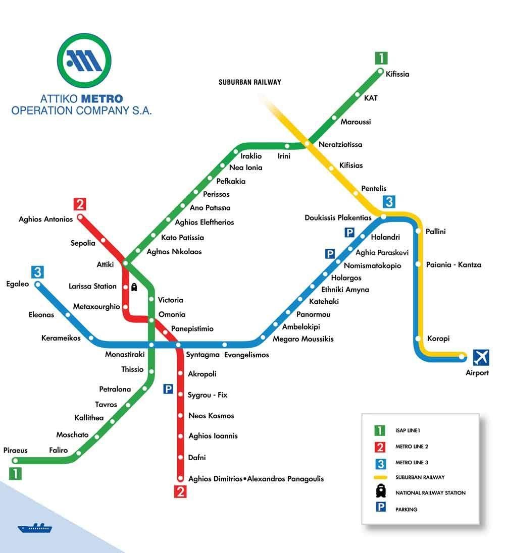 Афины схема метро 2016