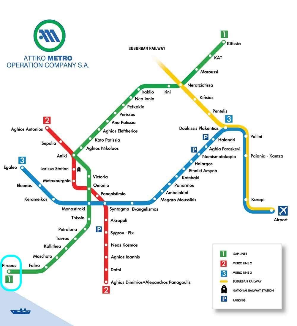 карта метро пирей