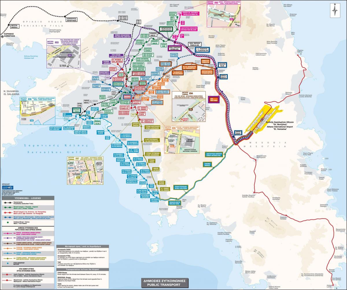 Афины, Греция автобусные маршруты карте