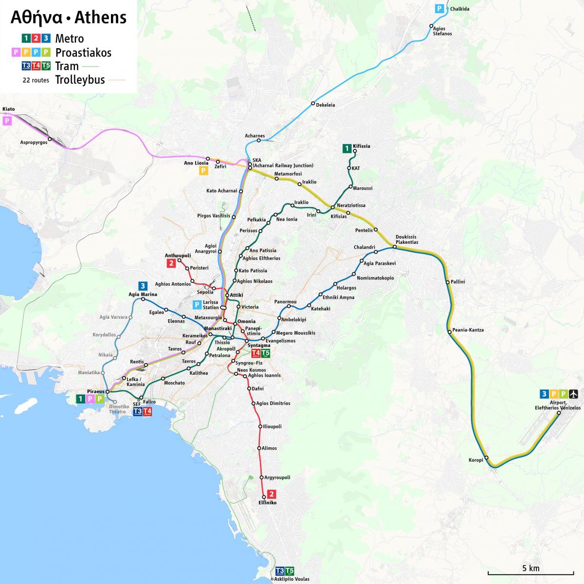 Афины пригородной железнодорожной карте