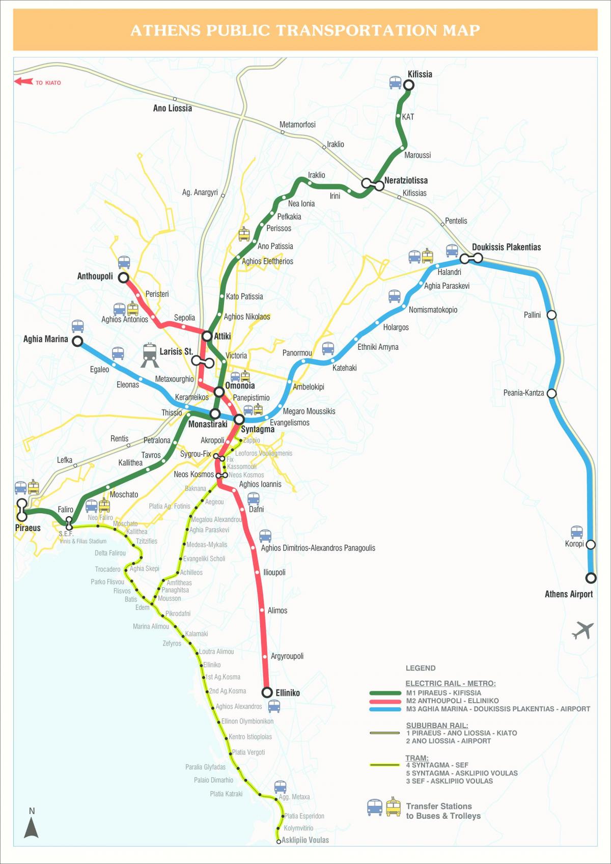 Афины транзитной карте