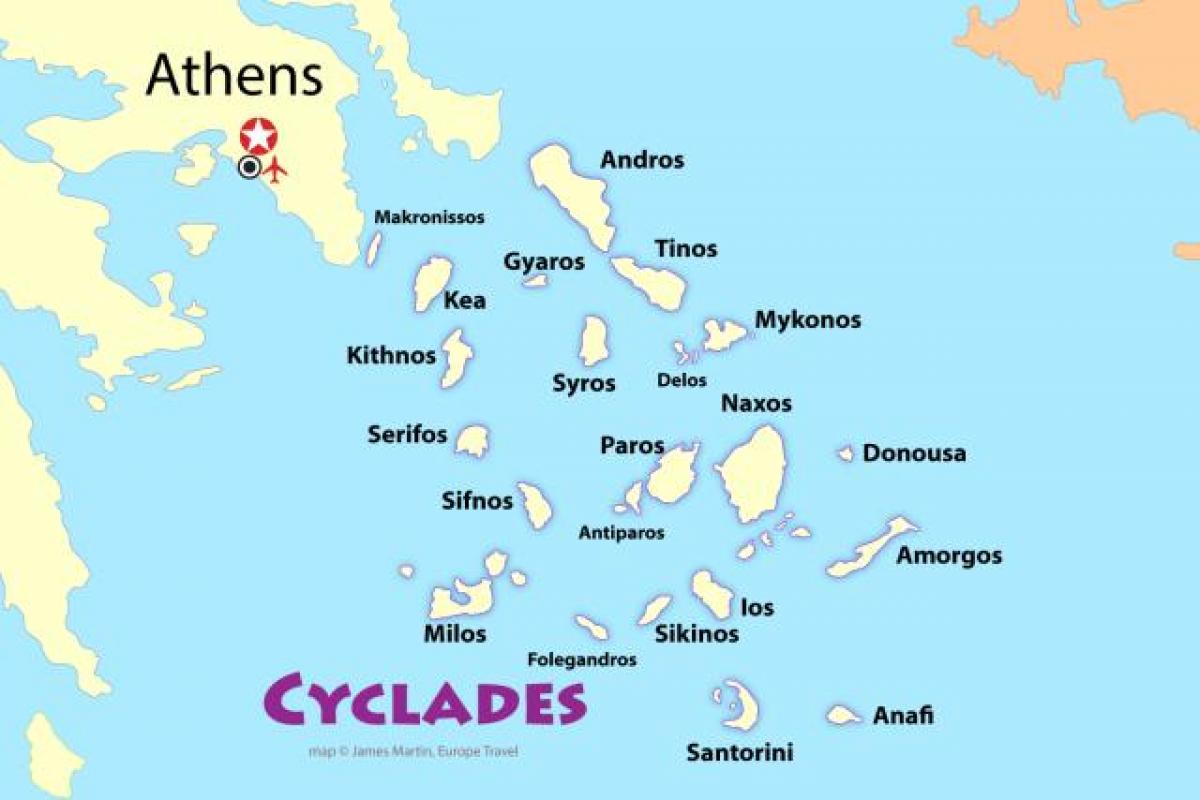 греческие острова недалеко от Афин карте