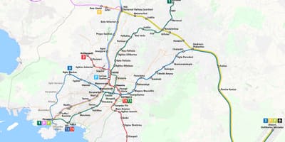 Афины пригородной железнодорожной карте