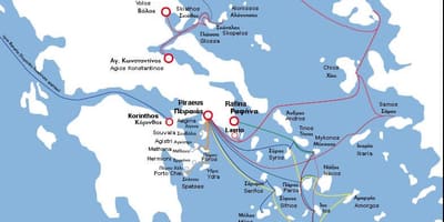 Карта Афин на пароме